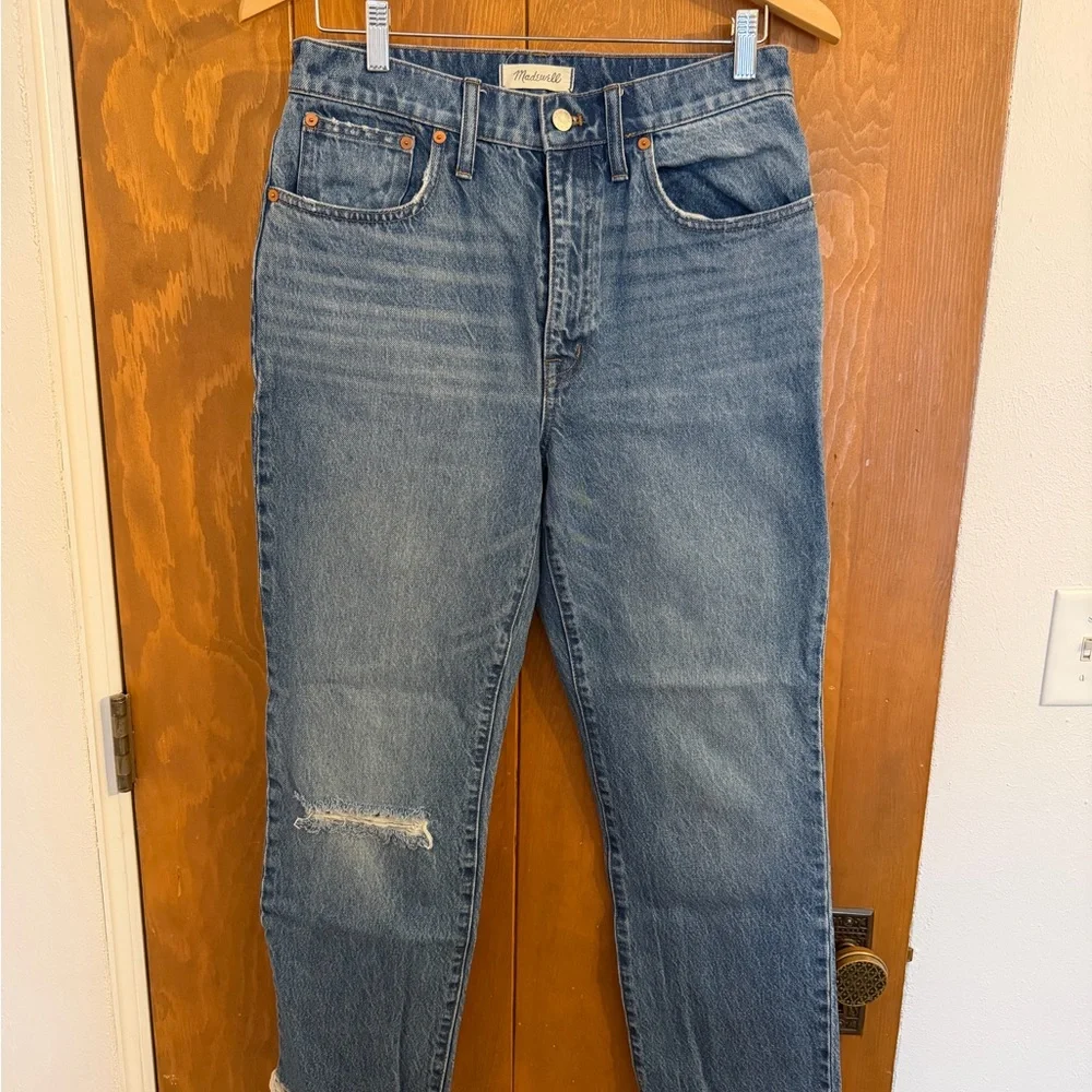 Madewell Slim Demi-Boot Jeans size 28 Raw Hem Distressed - Picture 10 of 16